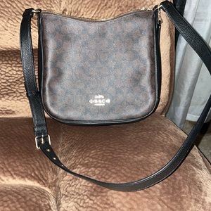 Brown and Black small Coach Tote